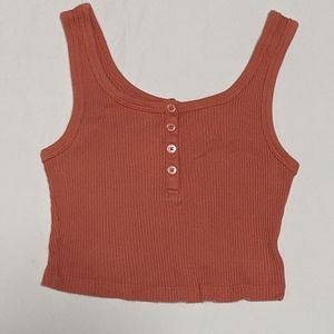 salmon orange, crop tank, UNIQLO, XS